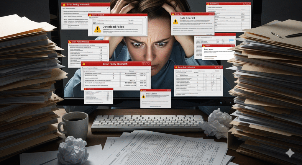 This image is for the introduction of your article to highlight the pain point of managing carrier downloads manually.
