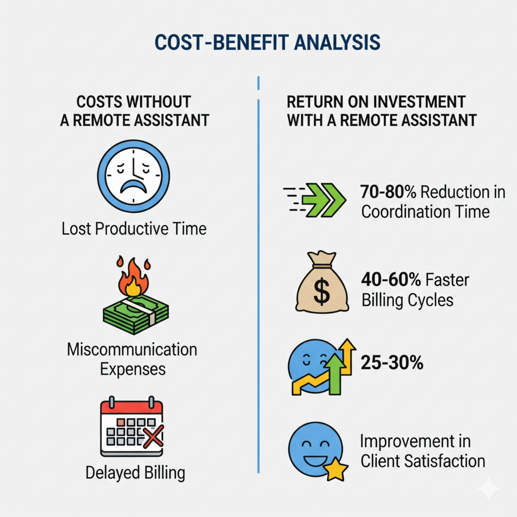  Infographic showing the positive ROI of a remote assistant in construction.