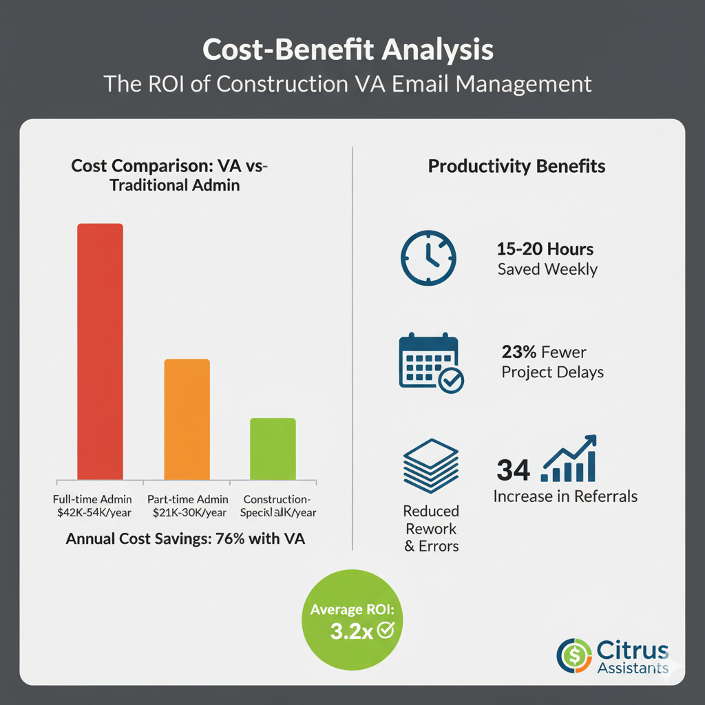(Compares the cost-effectiveness and productivity benefits of a Construction VA versus traditional administrative roles.)
